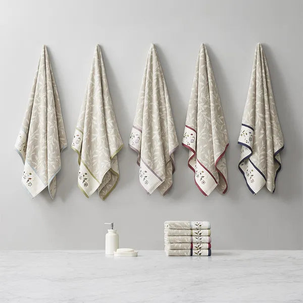 Embroidered Cotton Jacquard 6-Piece Towel Set, Soft Absorbent Bathroom Towels for Home Hotel Decor