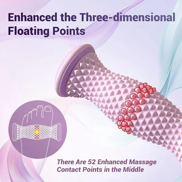 6.5in Manual Foot Massage Roller with 52 Textured Points, Curved Arch Design, Non-Slip Ends, Portable, Purple