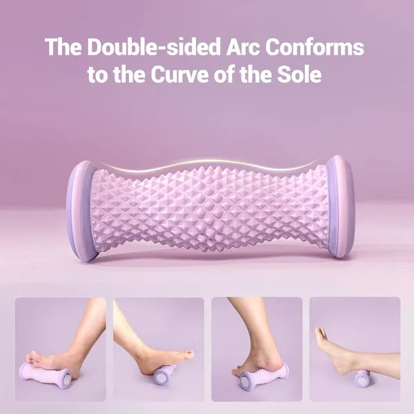 6.5in Foot Massage Roller with 52 Textured Massage Points, Curved Arch Design & Non-Slip Ends, Portable, Pink