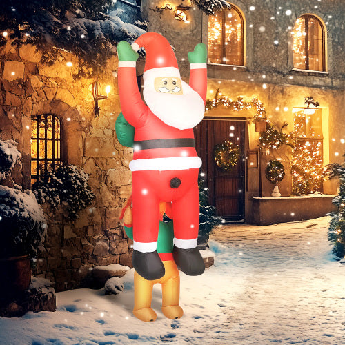 AEELLEEA 7' Inflatable Santa Christmas Decoration with Built-In LED Lights, Self-Inflating Outdoor Holiday Yard Decor