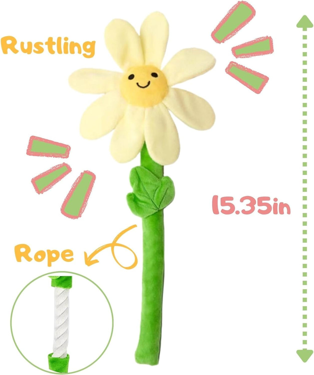 Interactive Puppy Plush Toy - Pleated Flower Rope Toy,Teething Toy Suitable for Small and Medium-sized Dogs