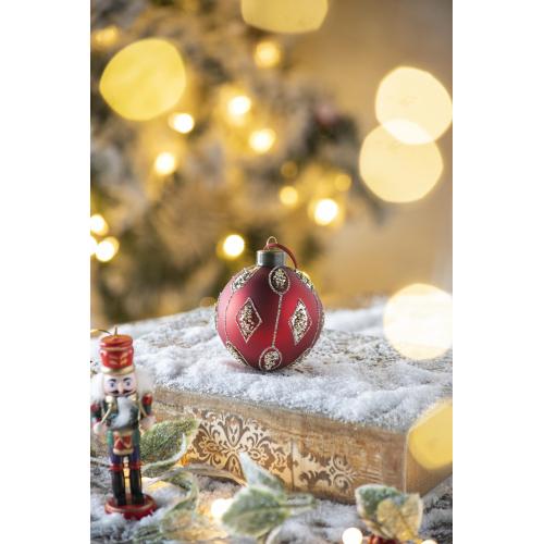 AEELLEEA 3.1" Red Glass Christmas Ball Ornaments Set of 12, Glitter Diamond Pattern Hanging Baubles for Christmas Tree Holiday Decor