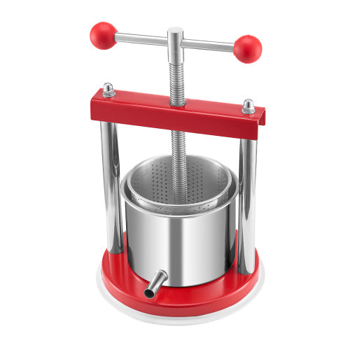0.44 Gal / 1.65L Manual Fruit Wine Press, Stainless Steel Juice Press with T-Handle, Apple Grape Cider