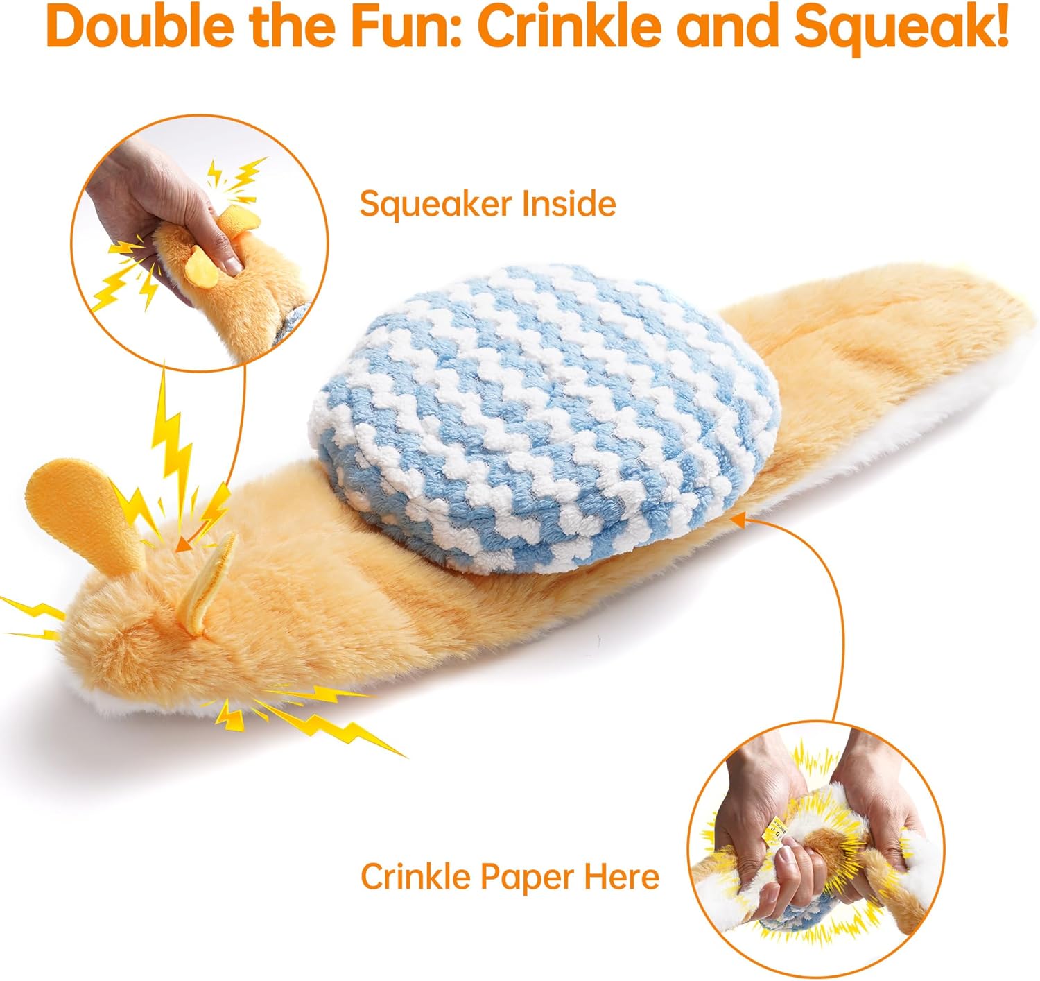 Nocciola Squeaky Dog Toys, 5 pcs Crinkle Plush Dog Toy, No Stuffing Dog Toys for Small Medium Large Dogs, Boredom Relief