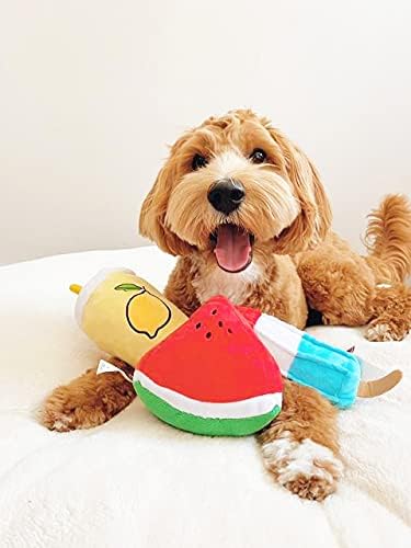 TONBO Summertime Combo - Crinkle Plush Cute Dog Toys, Popsicle, Watermelon, Lemonade (Summertime Combo)