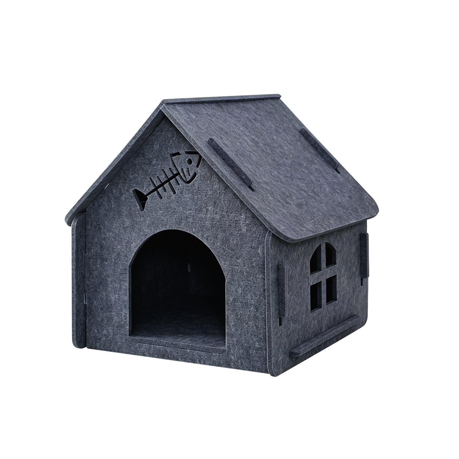 Scratch Resistant Felt Cat House Indoor Warm Insulated Cat Cave Bed Compatible with Pet Heating Pads for Kittens Small Cats