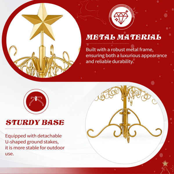 AEELLEEA 3 ft Gold Metal Christmas Ornament Display Tree, 3-Tier Holiday Decor Stand for Ornaments, Cards and Photos