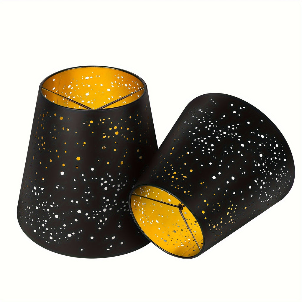 ALUCSET Mini Lamp Shades, Set of 2, 5x8x7 Inch, Black Gold, Clip-On Chandelier Shades