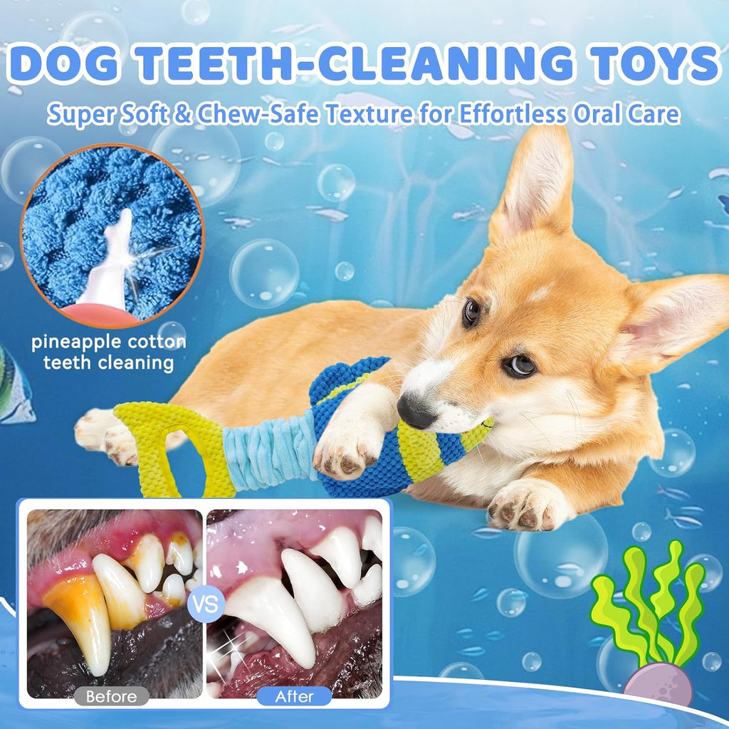 Dog Toys, Interactive Fish Puppy Toys with Crinkle Paper to Keep Them Busy
