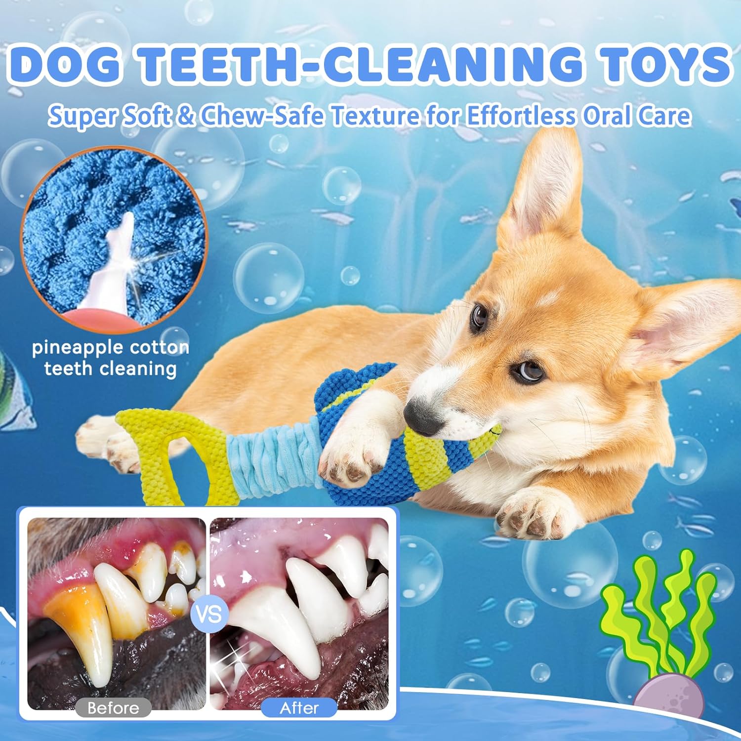 Dog Toys, Interactive Fish Puppy Toys with Crinkle Paper to Keep Them Busy