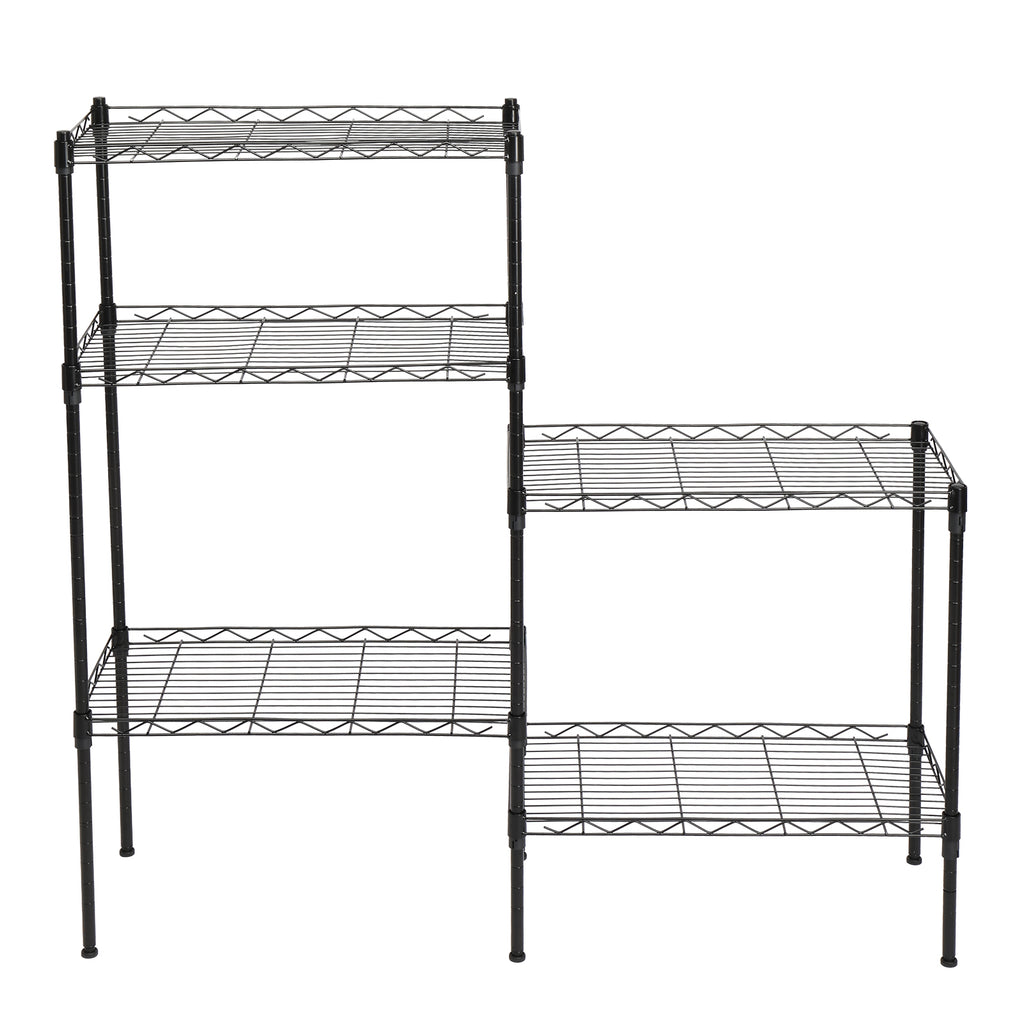 AEELLEEA-Changeable Assembly Floor Standing Carbon Steel Storage Rack, Black