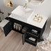 Bathroom Vanity with Mirror Cabinet, Black and White Modern Vanity with Gold Handles, Ceramic Sink Cabinet with Soft Close Drawers