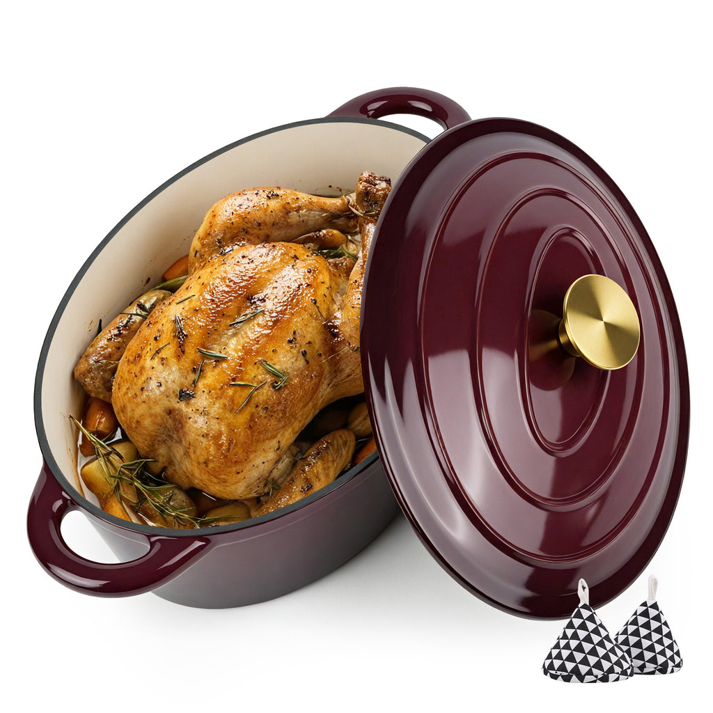 4.5 Quart Enameled Cast Iron Dutch Oven with Lid‑Non‑Stick Coating, Oven Pot for Bread Baking, Stews, Roasting, Compatible with All Cooktops