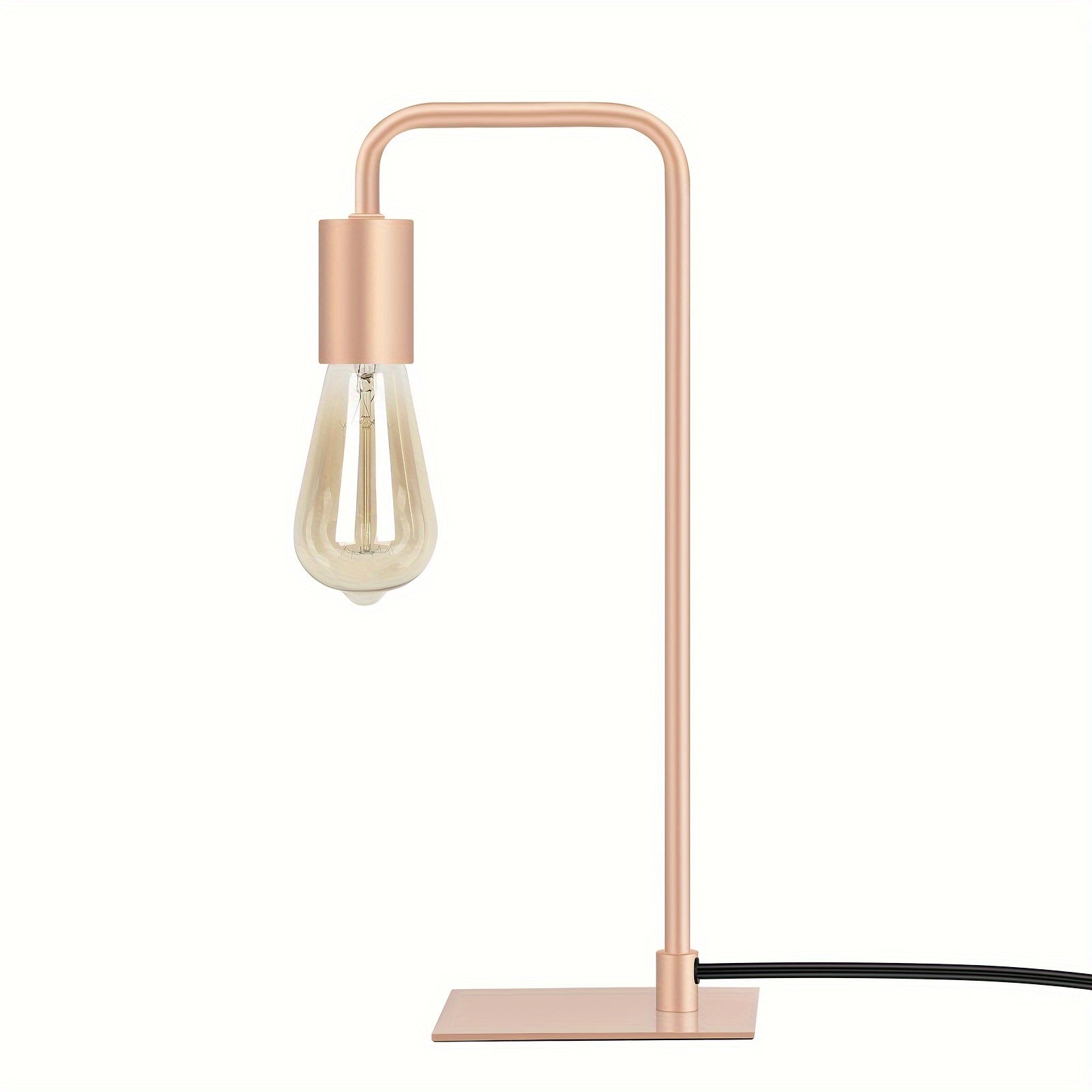 Rose Gold Desk Lamp - Edison Desk Lamp - Industrial Bedside Lamp For Bedroom, Living Room, Dormitory - Small Metal Lamp For Reading, Nightstand, Dressing Table