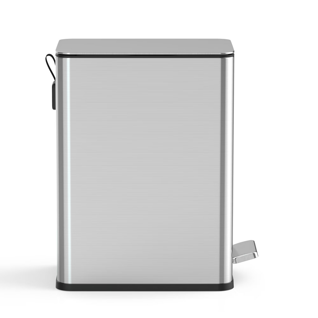 AEELLEEA-Bathroom Trash Can, 2.6 Gallon Stainless Steel Step Garbage Bin with Soft Close Lid, Silver