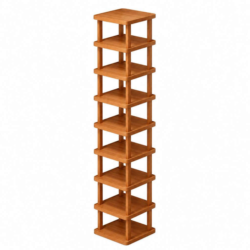 9 Tier Bamboo Narrow Shoe Rack, Vertical Space Saving Shoe Shelf Organizer for Entryway Closet Bedroom Hallway