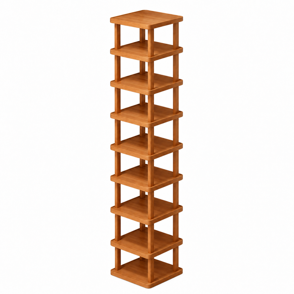 9 Tier Bamboo Narrow Shoe Rack, Vertical Space Saving Shoe Shelf Organizer for Entryway Closet Bedroom Hallway