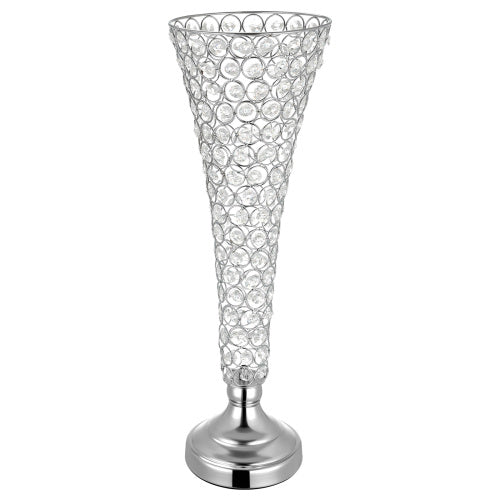 4 Pack 20 Inch Crystal Wedding Vases, Silver Metal Trumpet Flower Stand for Wedding Centerpieces, Party Decor