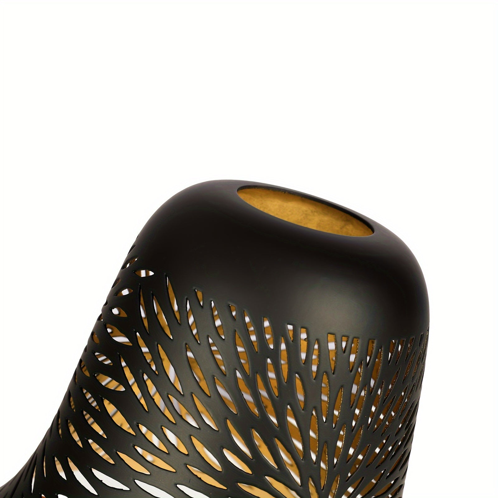 4 Pack Etched Chrysanthemum Metal Pendant Light Shades, 1-5/8" Fitter, Outer Black & Inner Gold Finish, for Ceiling Fan Light Cover Replacement, 5.12" H, 6" Dia