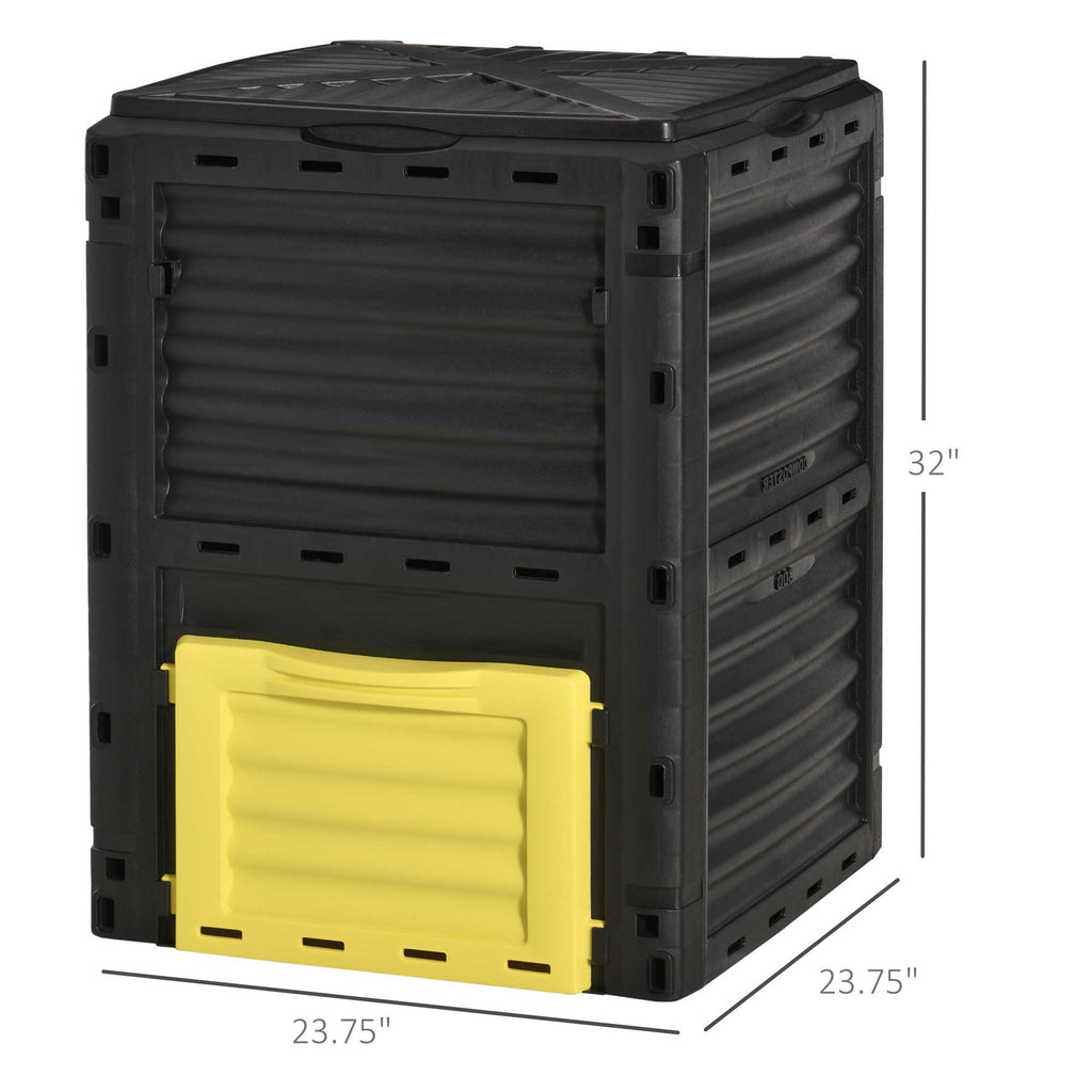 80 Gallon Outdoor Compost Bin, Outdoor Trash Can with Lid, Large Garden Garbage Can, Aerating Composter for Backyard Waste, Easy Assembly, Yellow ✅ 必含全部指定关键词：