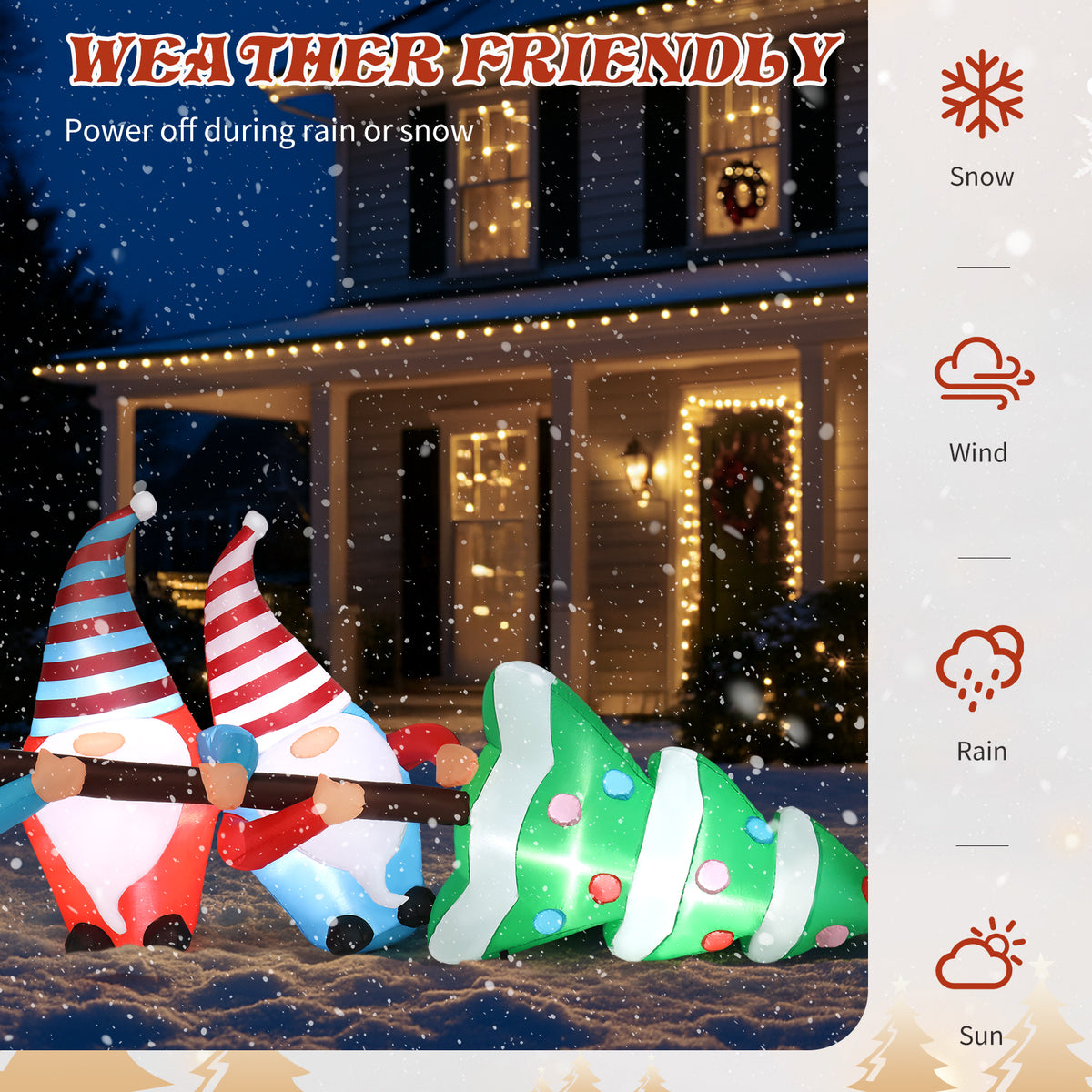 AEELLEEA-Christmas Inflatable Decoration, Two Cute Gnomes Pulling Christmas Tree with LED Lights