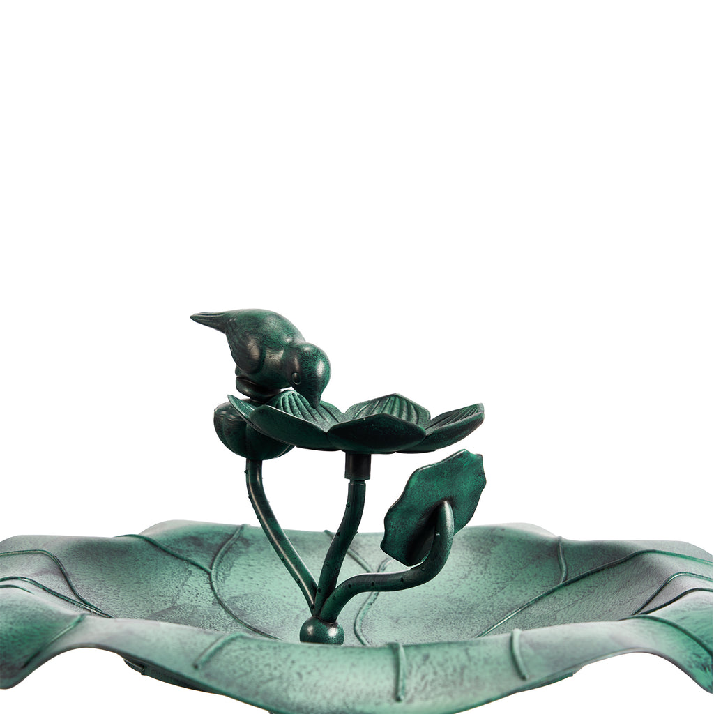 Dark Green Resin Bird Bath, Freestanding Lotus Style Bird Feeder Basin for Garden Yard Outdoor Decor