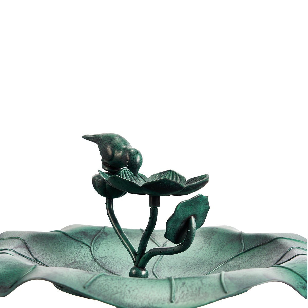 Dark Green Resin Bird Bath, Freestanding Lotus Style Bird Feeder Basin for Garden Yard Outdoor Decor