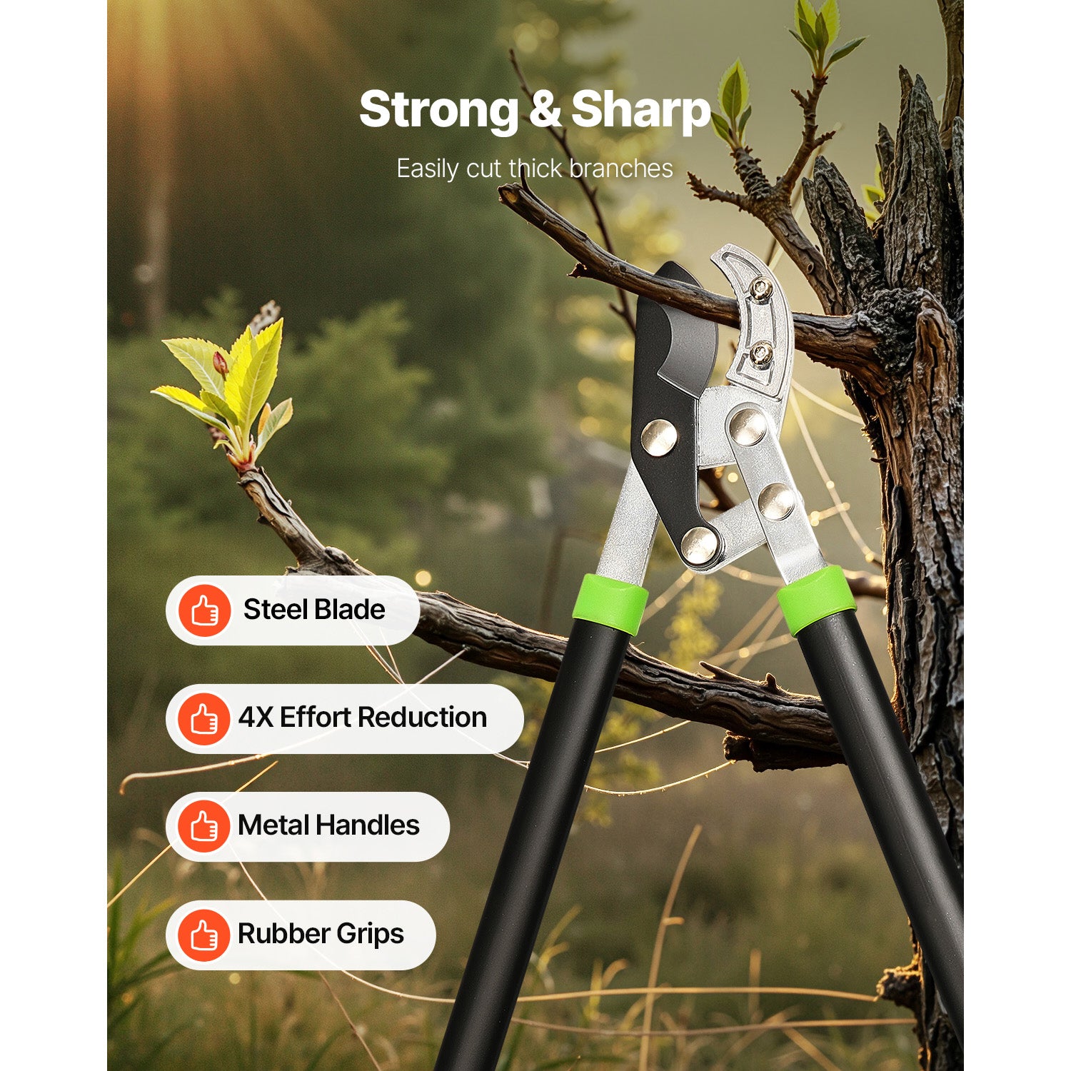 32" Heavy Duty Loppers, Pruning Shears for Tree Trimming, Garden Shears, Hedge Shears, Gardening Shears, Cuts up to 2" Dia, Steel Branch Cutter