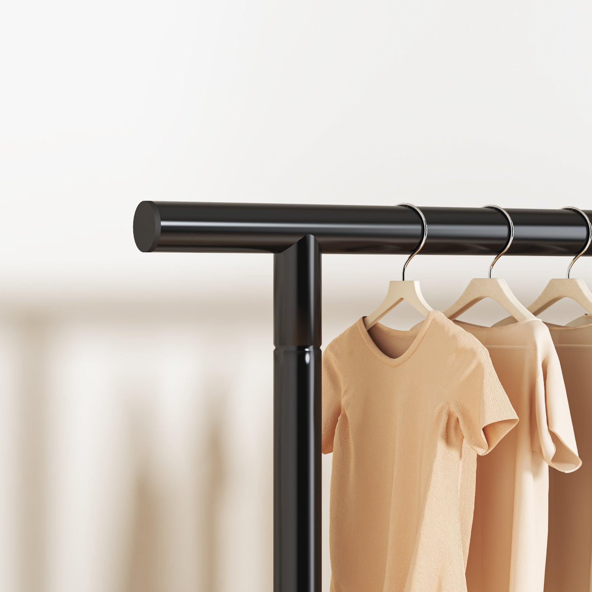 Coat Rack,Dress Up Storage, Freestanding Garment Organizer with Top Rod and Storage Bottom Shelf Space-Saving for Bedroom Home