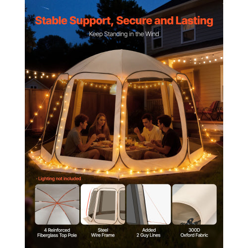 Screen House Tent 10 12 Person, Pop Up Mesh Tent 12 x 11 x 7.55 ft, Octagonal Camping Canopy with 360 Mesh, Outdoor Gazebo