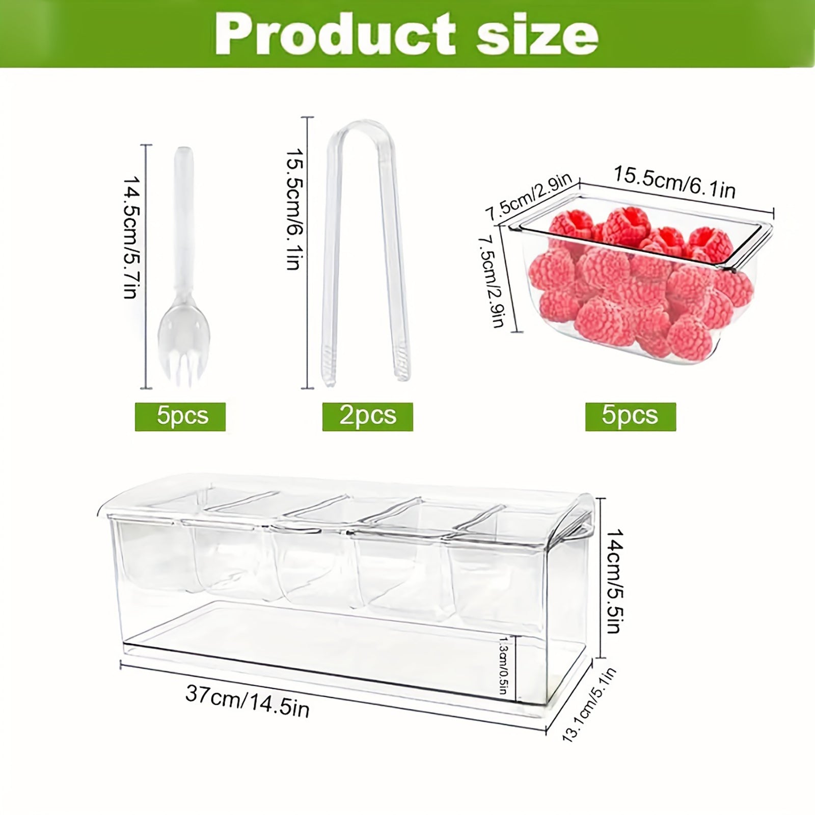 Chilled Condiment Server, condiment tray, bar garnish holder on ice, removable trays, with lid, stainless steel spoons forks clip, bar accessories, fruit salad storage