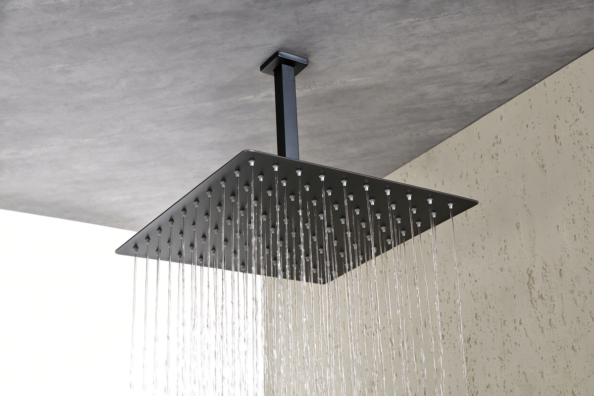 AEELLEEA 10 Inch Square Rain Shower Head with 10in Ceiling Mount Arm, Oil Rubbed Bronze Overhead Rainfall Shower for Bathroom