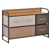 Dresser Storage Tower with 5 Fabric Drawers, Fabric Dresser for Bedroom, Steel Frame Wood Top Organizer Unit for Closet Living Room