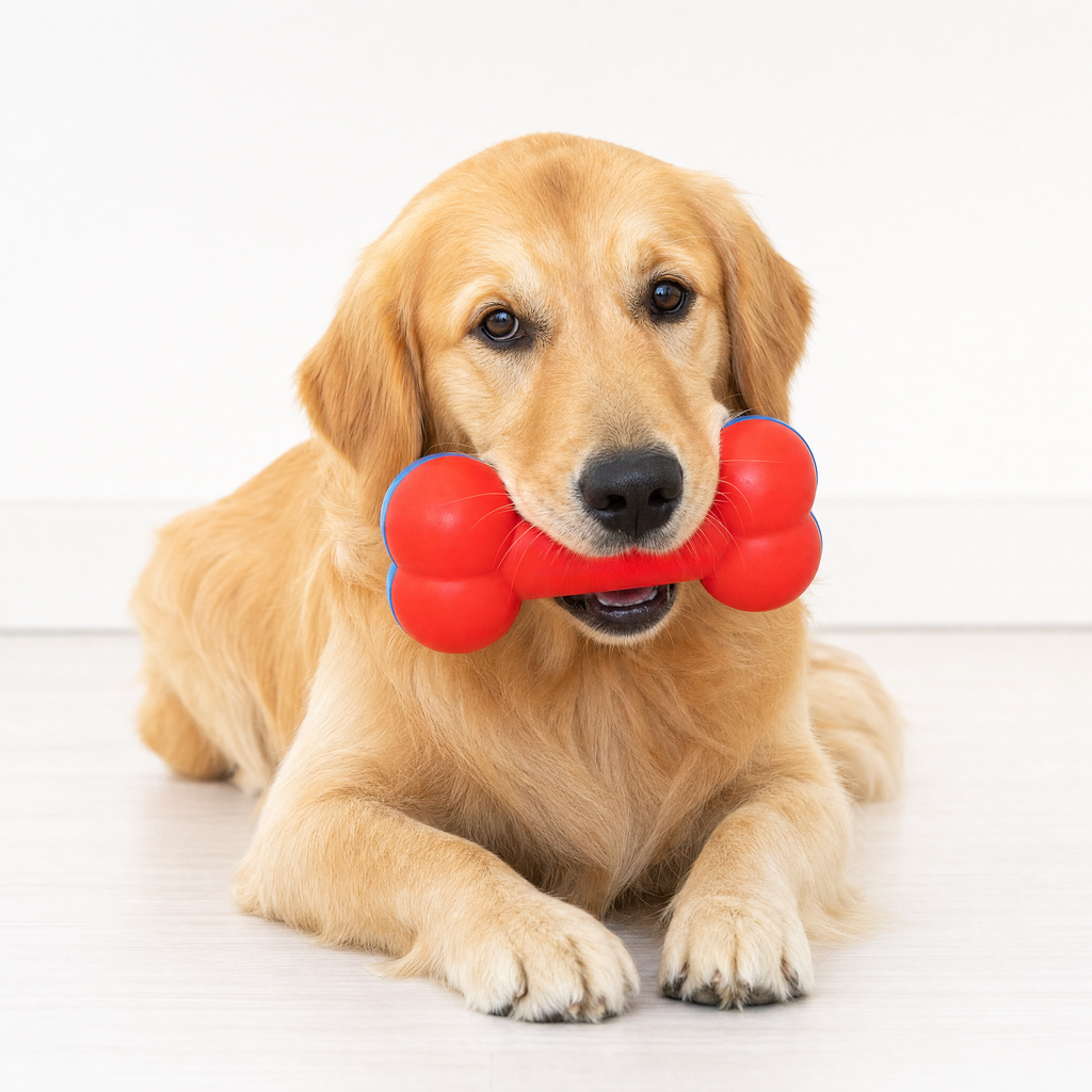 Bone-Shaped Dog Chew Toy, Floating Fetch Toy for Indoor & Outdoor Water Play, Red & Blue