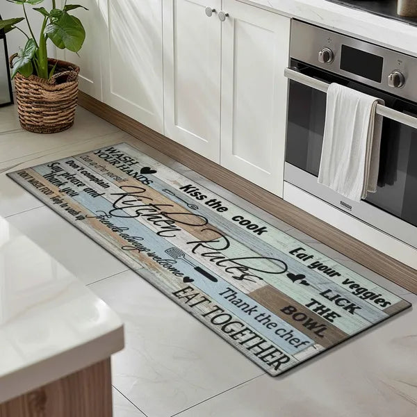 Aeelleea 2 Pack Farmhouse Kitchen Rug Set, Non Slip Washable Kitchen Mats, 17"x30"+17"x47", Rustic Floor Mats for Kitchen, Hallway & Laundry Room Decor