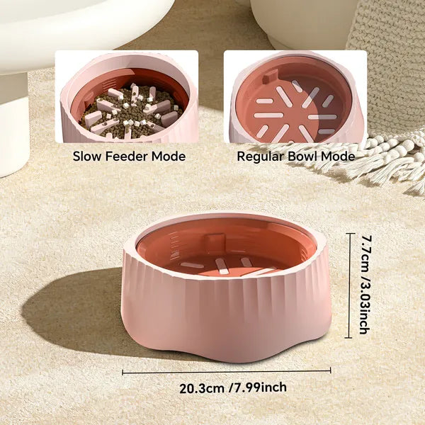 2-in-1 Pet Slow Feeder Bowl, Anti-Choke Maze Food Bowl with Non-Slip Base, Washable Pet Feeding Dish for Cats Small Dogs