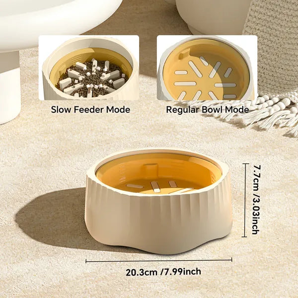 2-in-1 Pet Slow Feeder Bowl, Anti-Choke Maze Food Bowl with Non-Slip Base, Washable Pet Feeding Dish for Cats Small Dogs