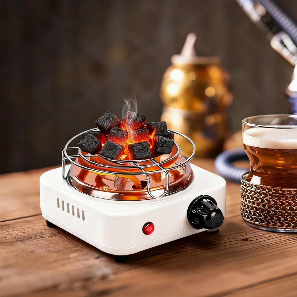 500W Electric Charcoal Starter & Heater – 5 Heat Settings with Thermostat, Stainless Steel Coil, for Indoor & Outdoor BBQ