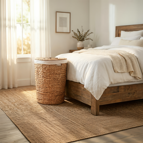 AEELLEEA 18 x 23 Inch Round Water Hyacinth Laundry Hamper with Lid & Removable Liner, Woven Storage Basket for Bedroom