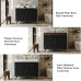 Black Bathroom Vanity with Sink, Modern Freestanding Cabinet with Black Vein Marble Top, 2 Doors and 2 Drawers, Gold Knobs