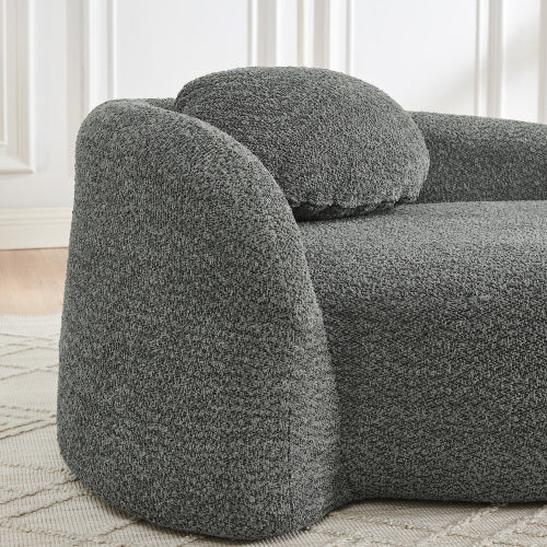 AEELLEEA Gray Upholstered Chaise Lounge Sofa with Pillow, Modern Curved Accent Seating for Living Room