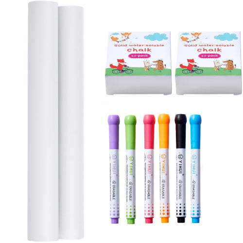 32 PCS Kids Art Easel Accessory Set, Includes Chalks, Dry-Erase Markers & Paper Rolls for Standing Easel, Toddler Painting Supplies.