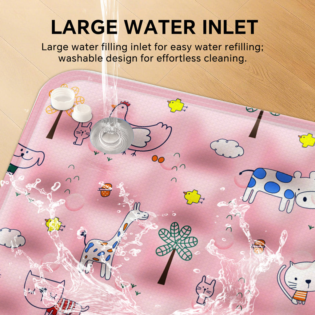 Water-Fill Pet Cooling Mat for Cats & Dogs, Reusable Washable Summer Cooling Pad, Pink, 35.43" x 23.62"