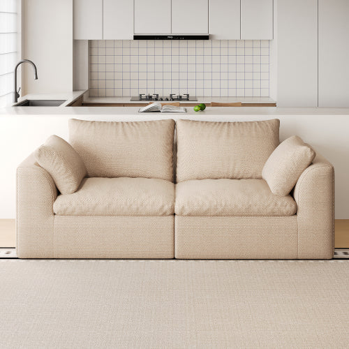 AEELLEEA 78.8" Modern Loveseat Sofa, 2-Seater Upholstered Couch with Deep Seats, Back Cushions and Armrest Pillows for Living Room, Beige