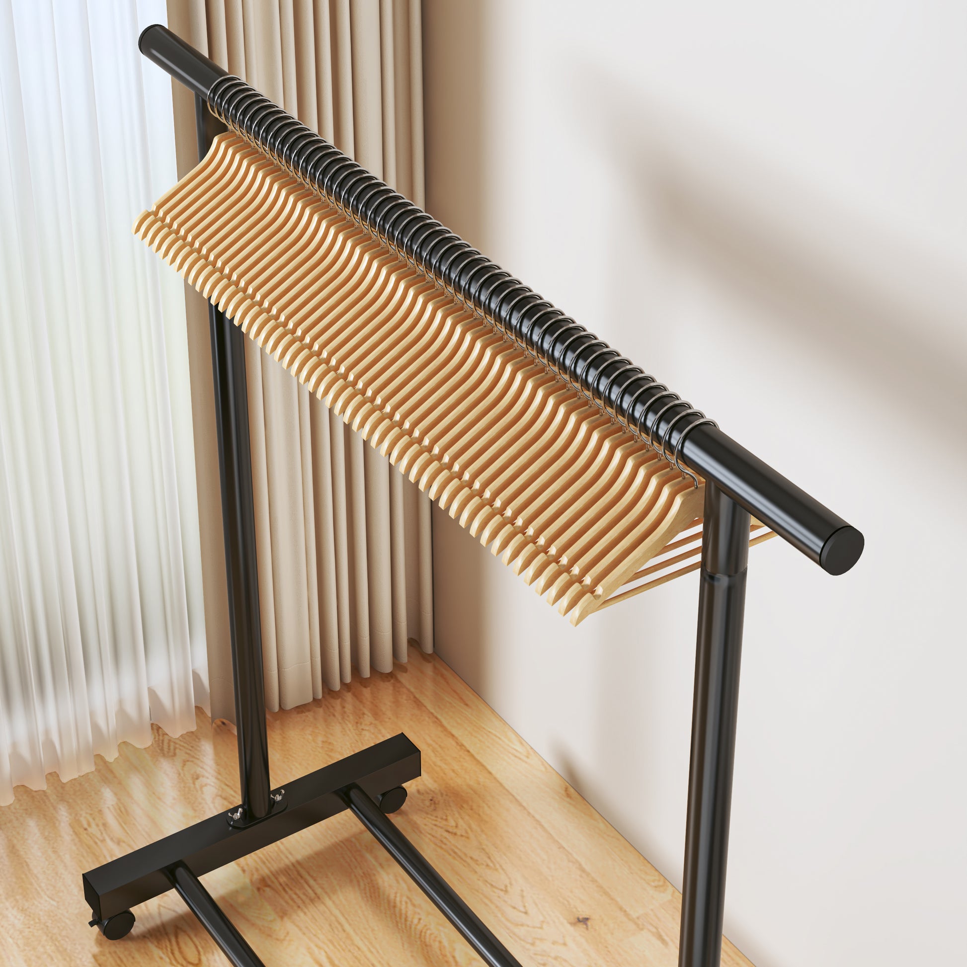 Coat Rack,Dress Up Storage, Freestanding Garment Organizer with Top Rod and Storage Bottom Shelf Space-Saving for Bedroom Home
