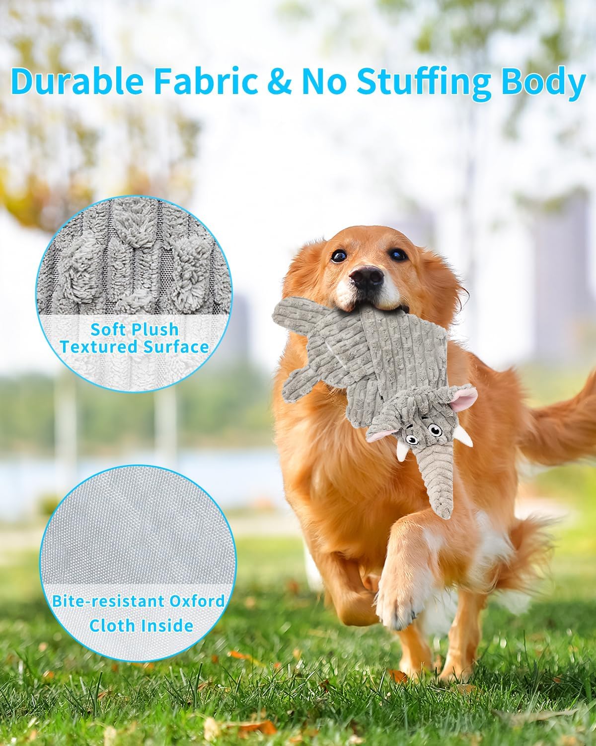 Dog Toys, Squeaky Plush No Stuffing Crinkle Dog Toy for Small Medium Large Dogs, [3 Pack] Interactive Puppy Teething Water Bottle Dog Chew Toy