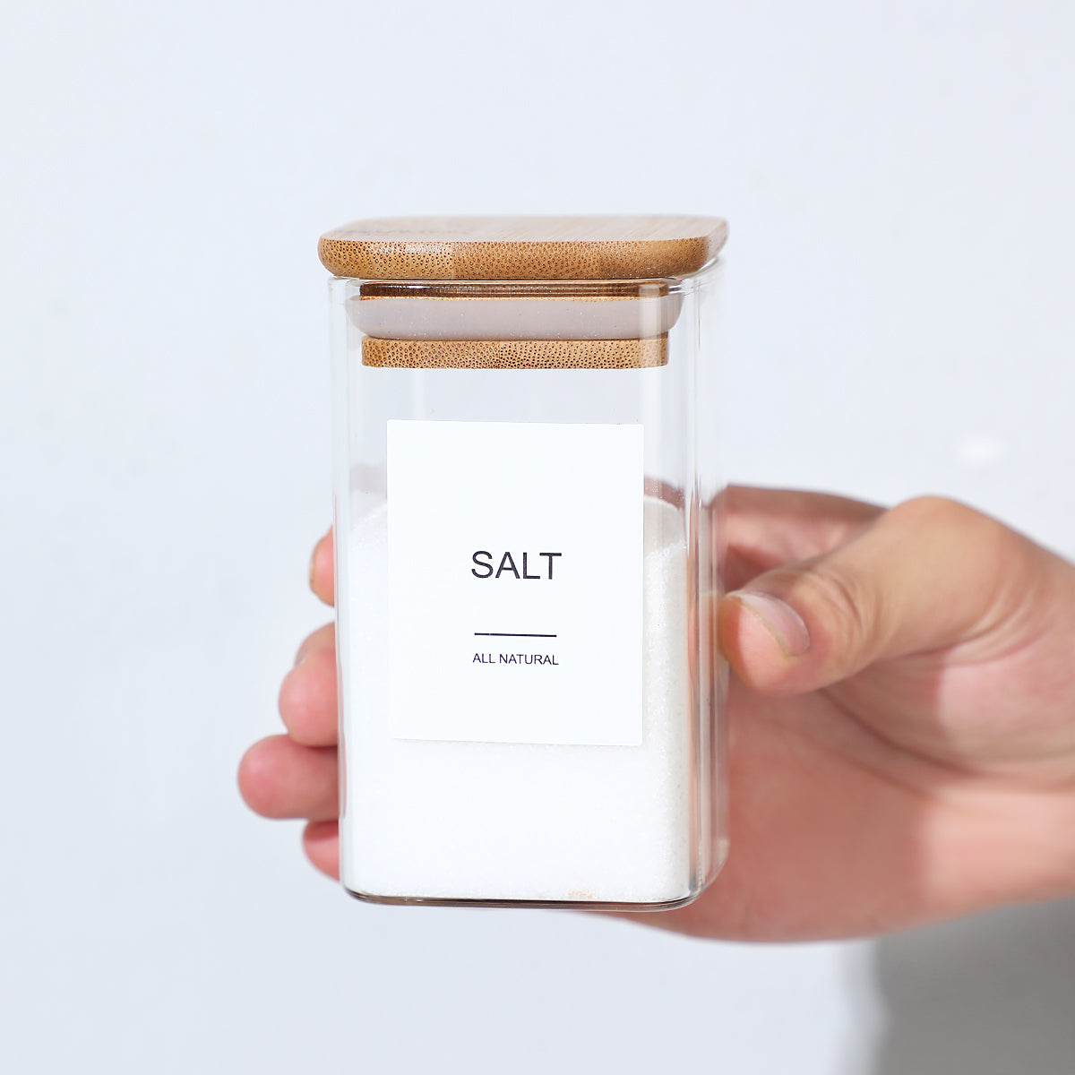 12-Pack 4 oz Square Glass Spice Jars with Bamboo Lids and 70 Labels, Clear Seasoning Storage Containers