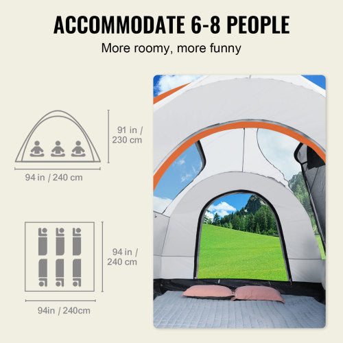 SUV Tailgate Tent 94x94x91 Inch, Car Camping Tent for 6-8 People, Waterproof Vehicle Awning Tent with Fiberglass Poles