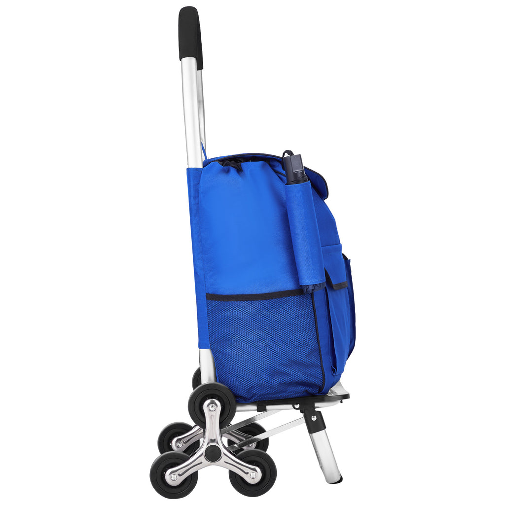 Stair Climbing Cart Foldable Shopping Cart 36L with 6 Wheels Storage Bag