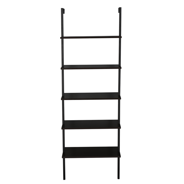 AEELLEEA 5-Tier Ladder Bookshelf, Wall Mounted Industrial Open Storage Bookcase with Metal Frame for Living Room Office